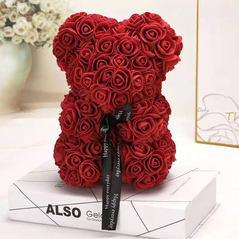Rose Flower Teddy Bear Gift with Box for Women