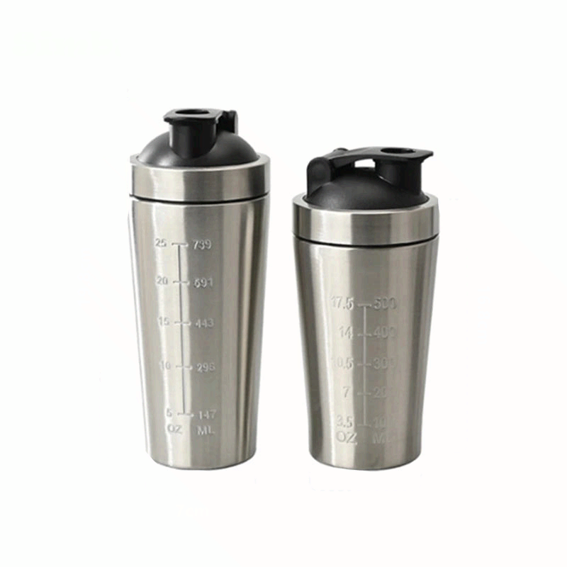 Stainless Steel Protein Shaker Bottle 500ml–750ml – Leakproof Gym Shaker Cup with Mixing Ball for Whey & Fitness