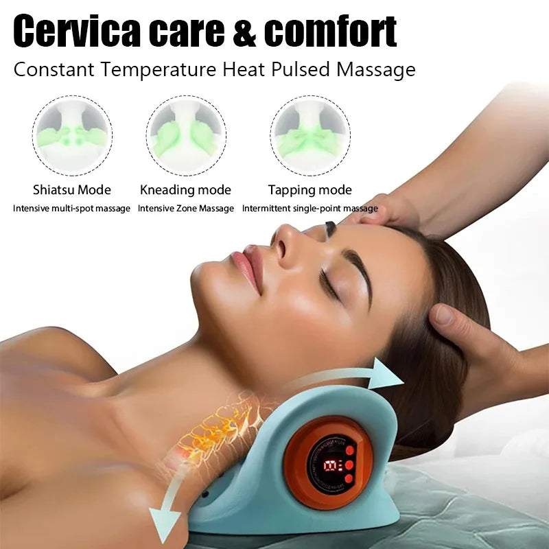 Electric Neck Massager Cervical Traction Pillow Vibration Kneading Relax Tool