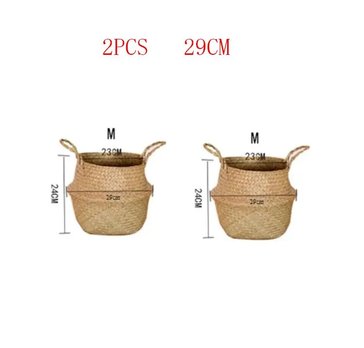Seagrass Rattan Hanging Basket Flowerpot Laundry Storage
