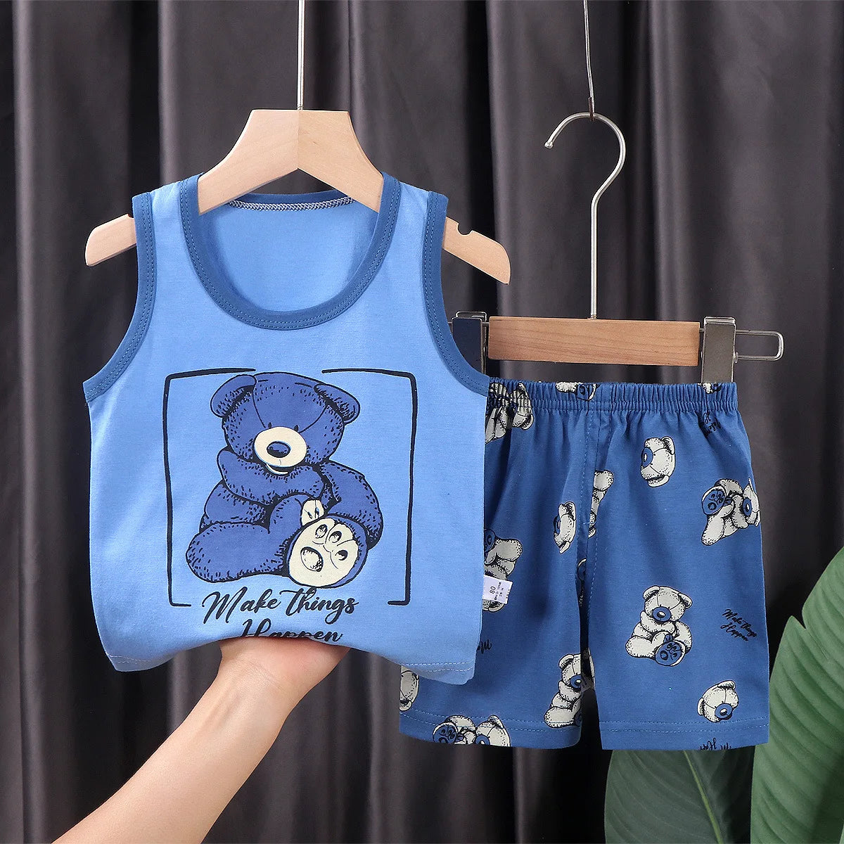 Kids Summer Sleeveless T Shirt and Shorts Set 2pcs
