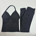 Backless Yoga Set Women Tank Top High Waist Scrunch Leggings Gym Fitness Outfit