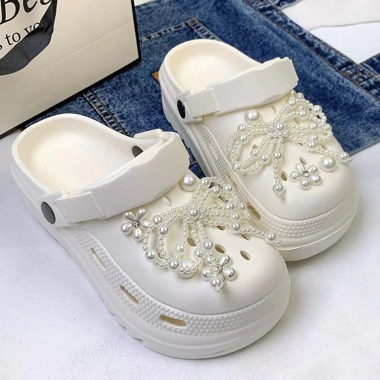 Shoe Accessories Set Bow Pearl Flower DIY Decorations 10-12Pcs Gift Ornaments
