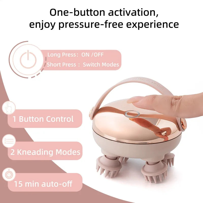 Rechargeable Scalp Massager Waterproof Head and Body Stress Relief