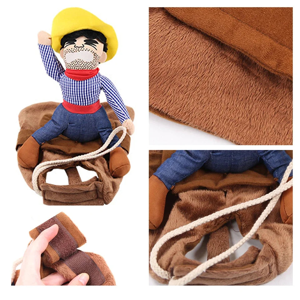 Dog Cowboy Halloween Costume Funny Pet Jacket for Small to Large Dogs
