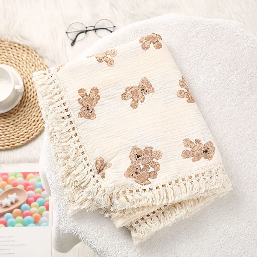Bear Muslin Baby Swaddle Blanket Cotton Newborn Blanket