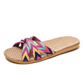 Women Linen Slippers Lightweight Indoor Home Sandals Non Slip Summer Comfortable Flat Slides Casual House Shoes
