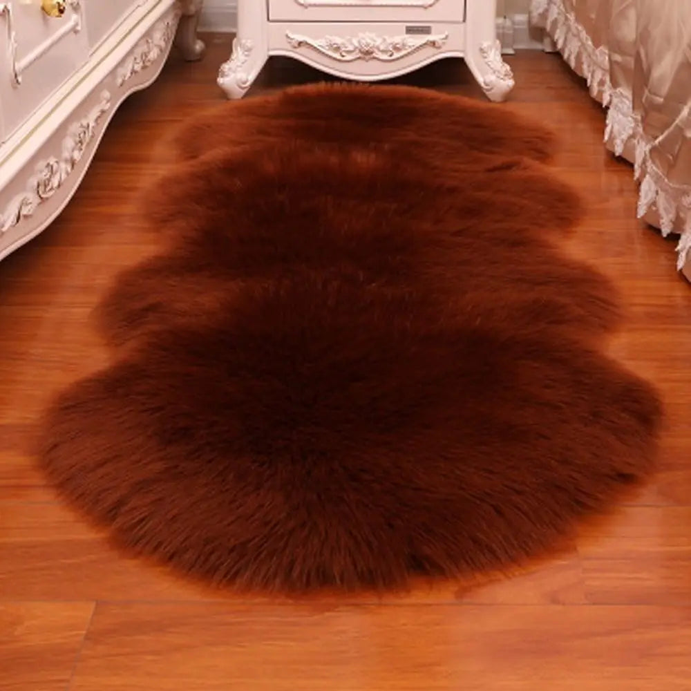 Artificial Sheepskin Rug Long Hair Fluffy Soft Faux Wool Shaggy Floor Mat Home Decor