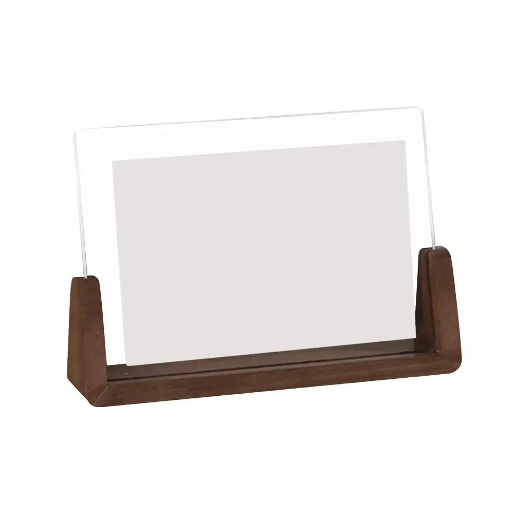 Acrylic U Shape Photo Frame Wooden Base Desktop Frame for Wedding Office Decor