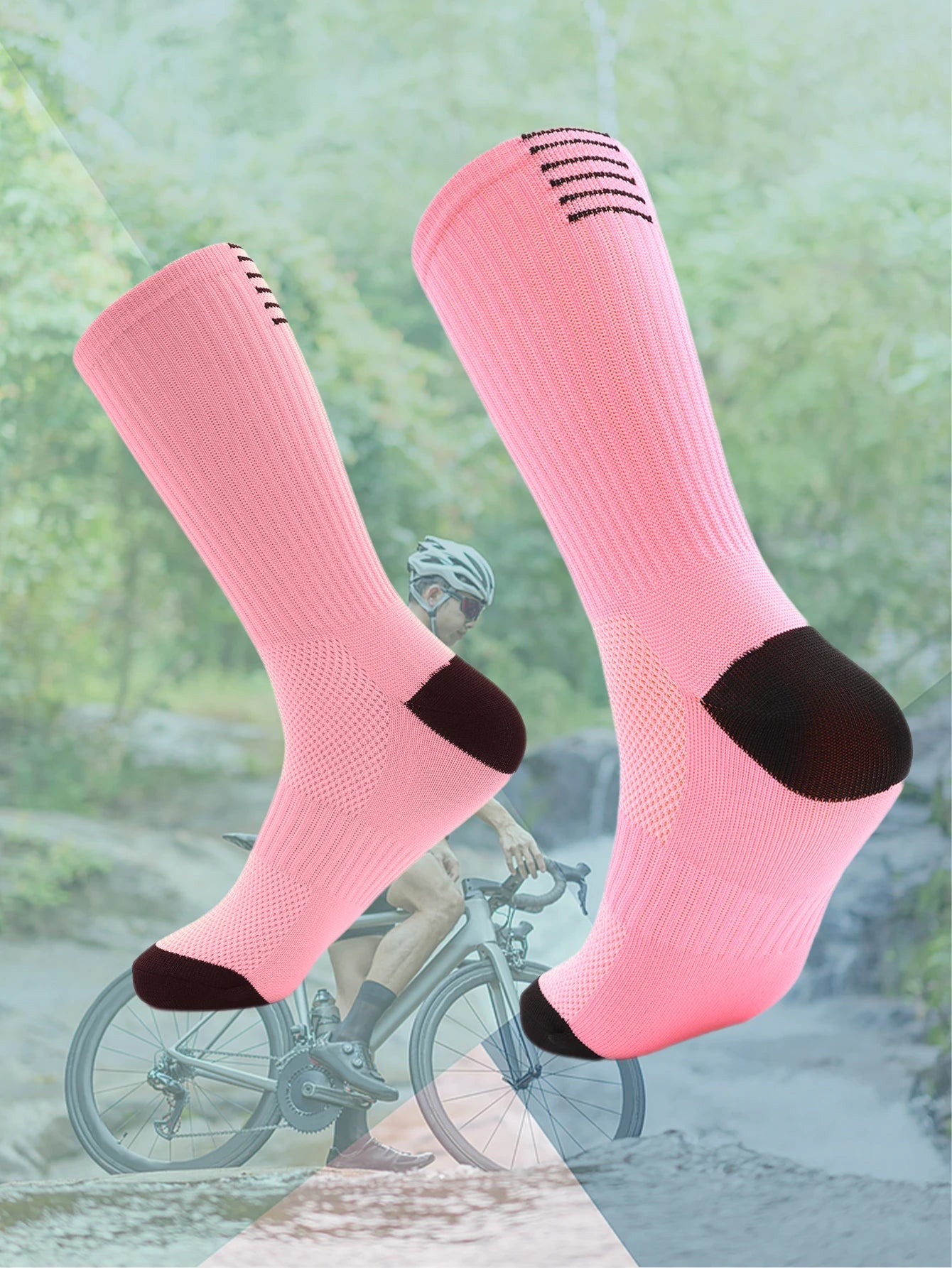 Compression Cycling Crew Socks Breathable Sports Running Hiking Bike Socks 1 Pair