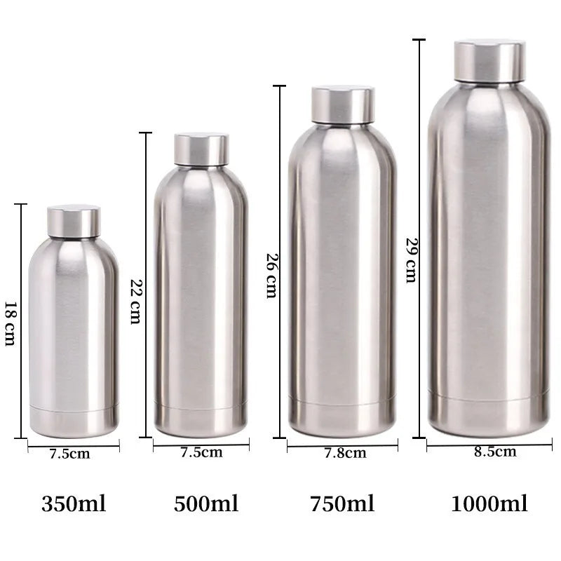 Stainless Steel Water Bottle 500ml–1000ml – Insulated Leakproof Thermo Bottle for Travel, Gym & Outdoor