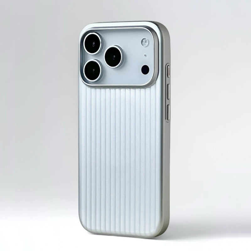 Plating 3D Luggage Stripes MagSafe Shockproof Matte iPhone Case