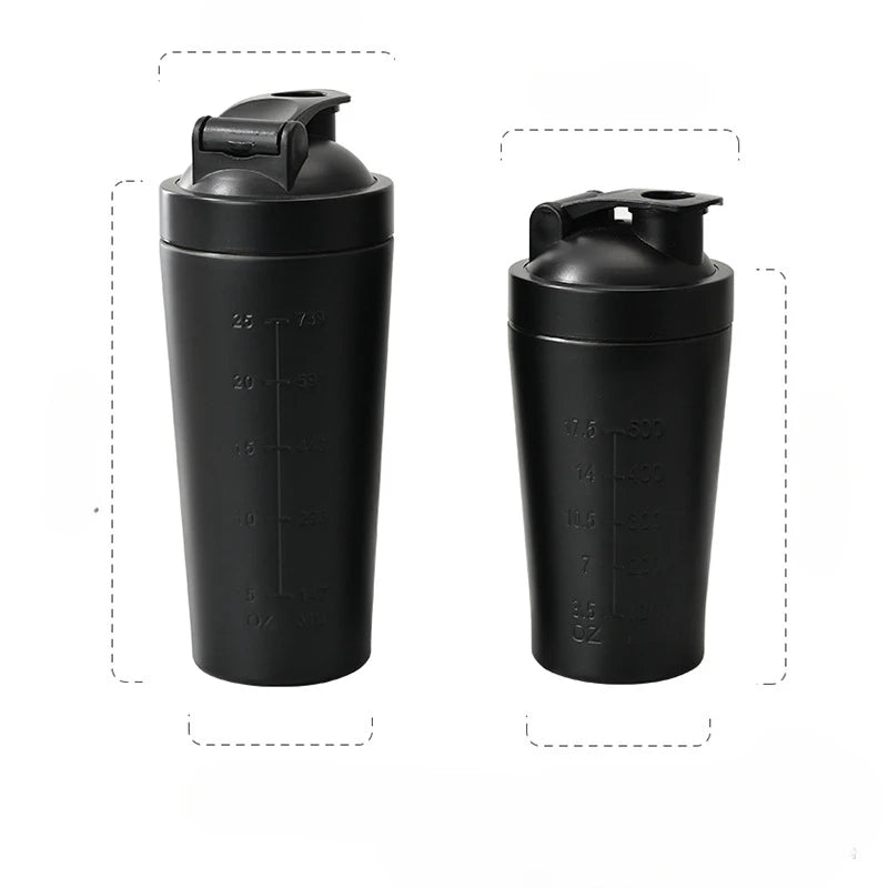 Stainless Steel Protein Shaker Bottle 500ml–750ml – Leakproof Gym Shaker Cup with Mixing Ball for Whey & Fitness