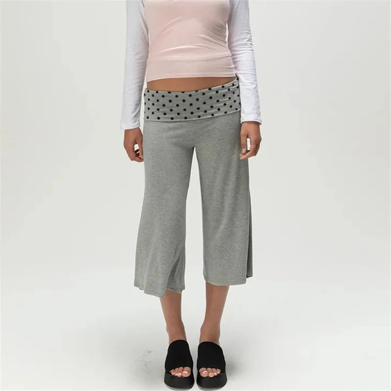 Women Fold Over Wide Leg Pants