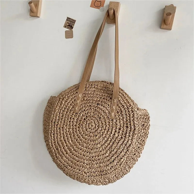 Summer Straw Beach Shoulder Bag Large Capacity Woven Tote for Women