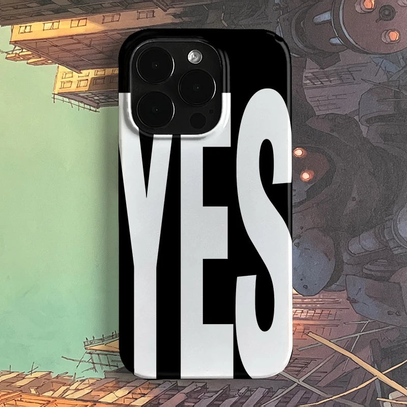 NO YES Personalized Black White Letters iPhone Case