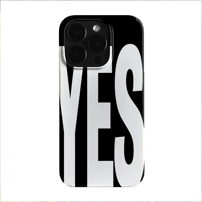 NO YES Personalized Black White Letters iPhone Case