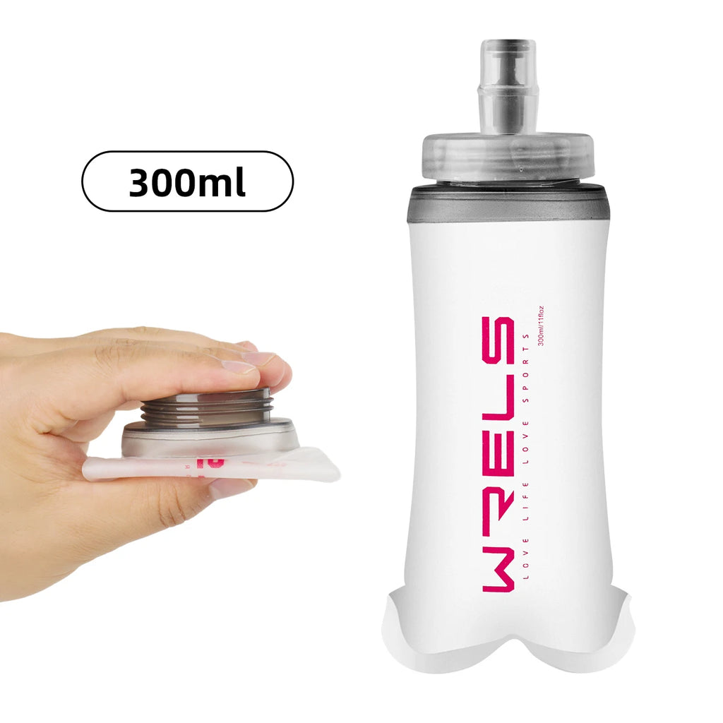Collapsible Soft Water Bottle 300ml – Lightweight Leakproof Running Flask for Hiking, Cycling & Trail Running