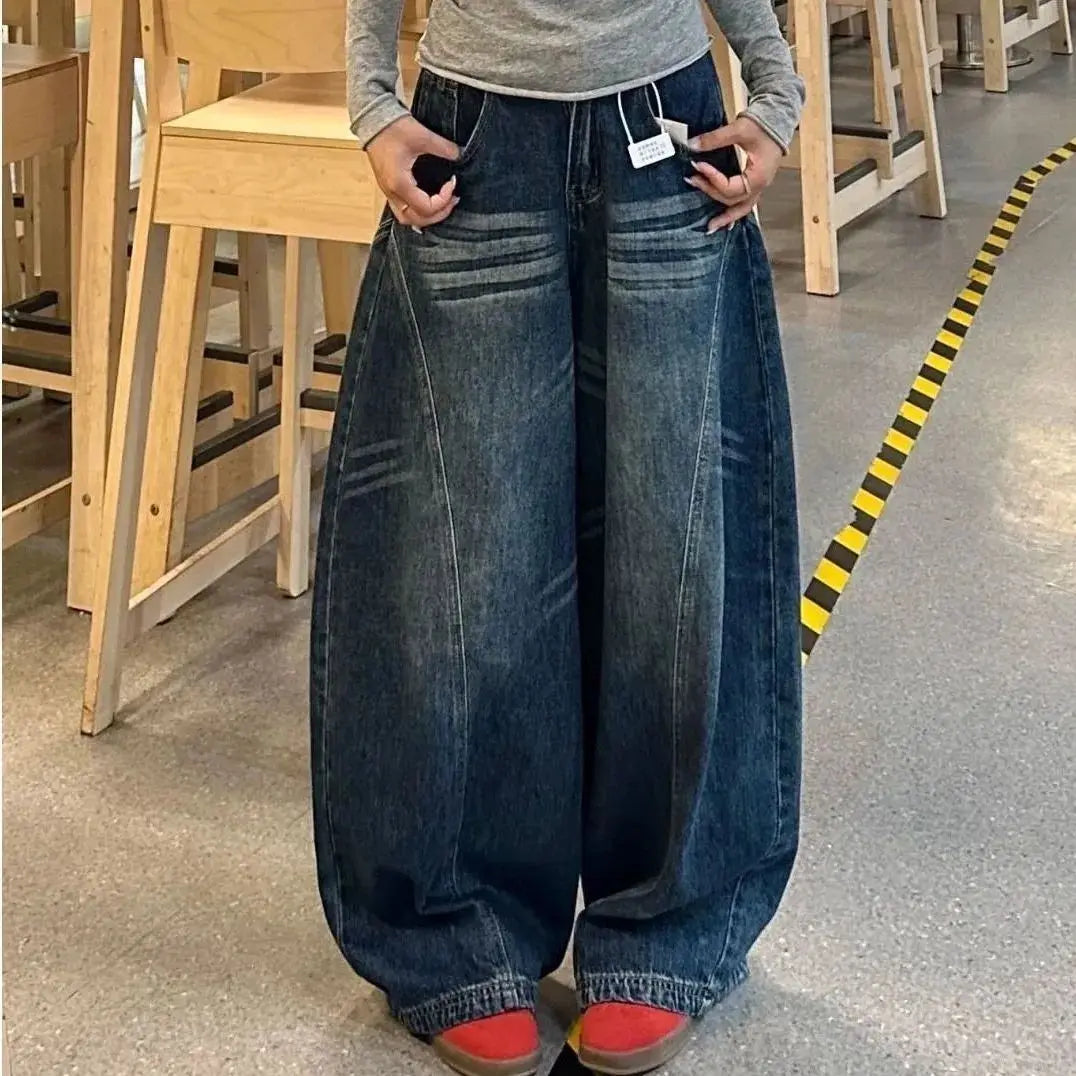 Women Y2K Baggy Jeans Blue
