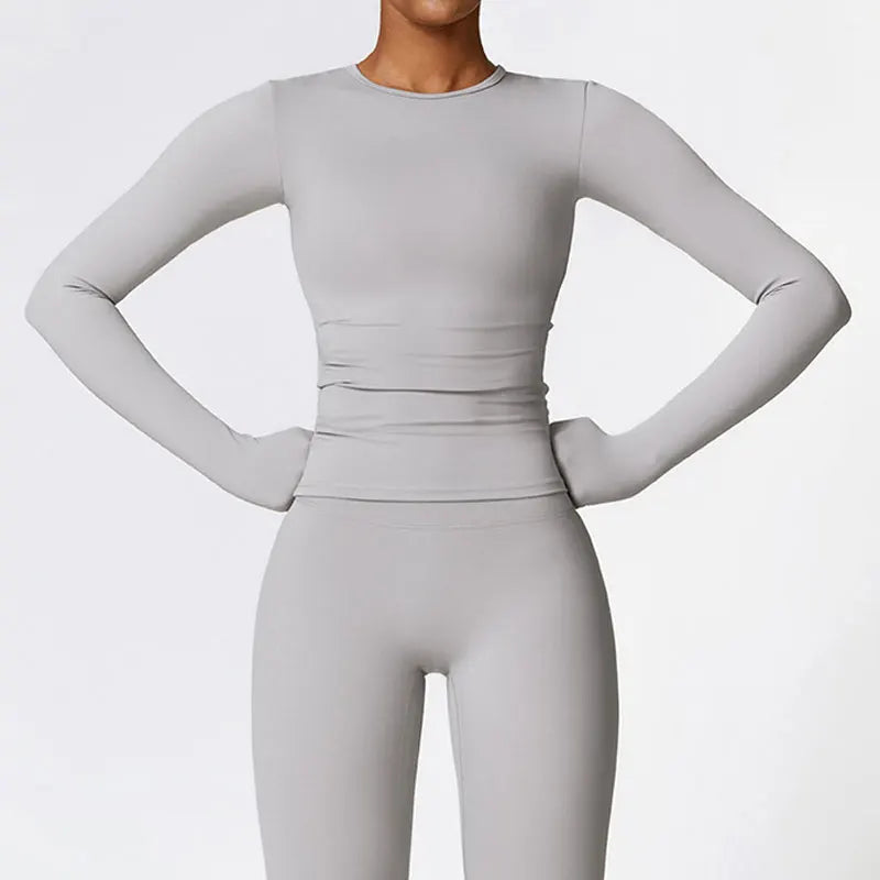 Women Long Sleeve Yoga Top Dry Fit Breathable Stretch Gym Workout Shirt