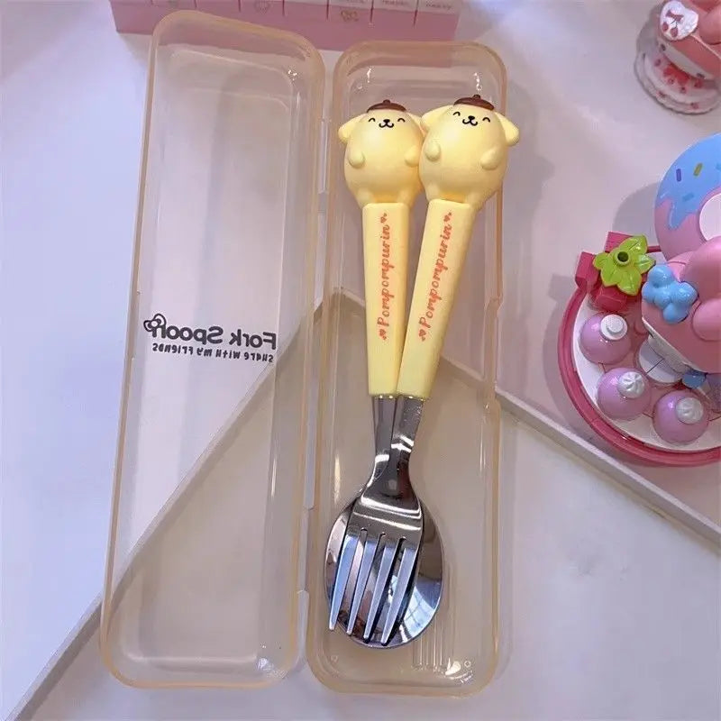 Hello Kitty Cinnamoroll Stainless Steel Spoon Fork Set Cartoon Tableware