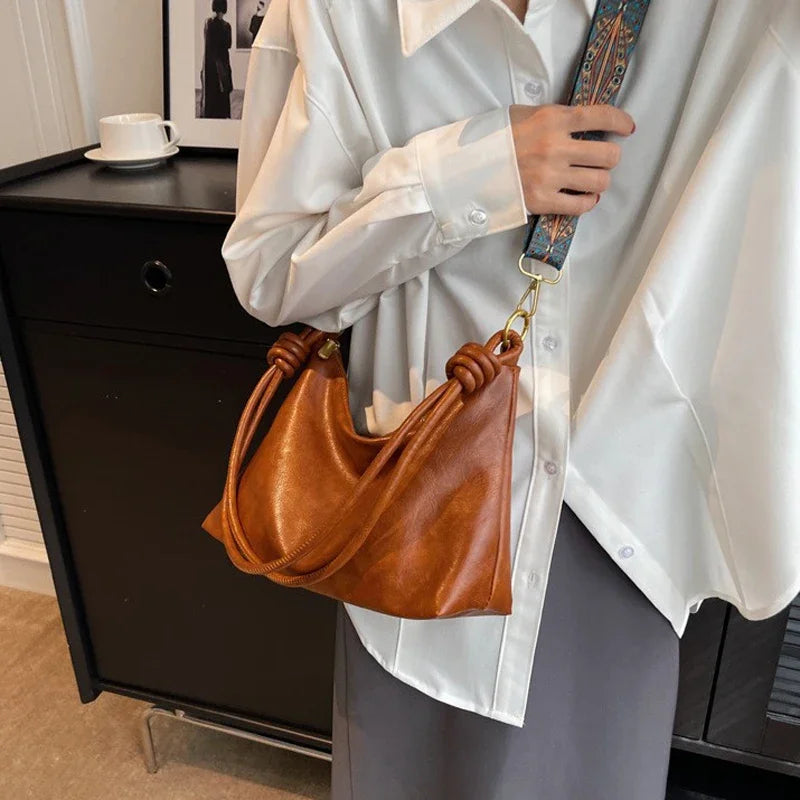 Women Soft Leather Shoulder Bag Geometric Crossbody High End Fashion Handbag