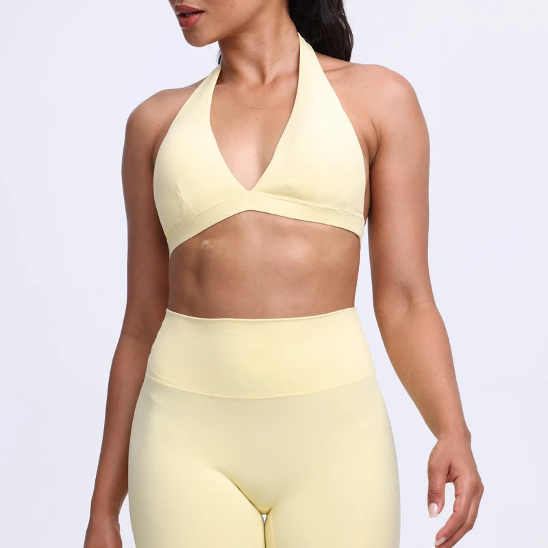Neck Hanging Yoga Sports Bra Women Breathable Running Fitness Cycling Bra