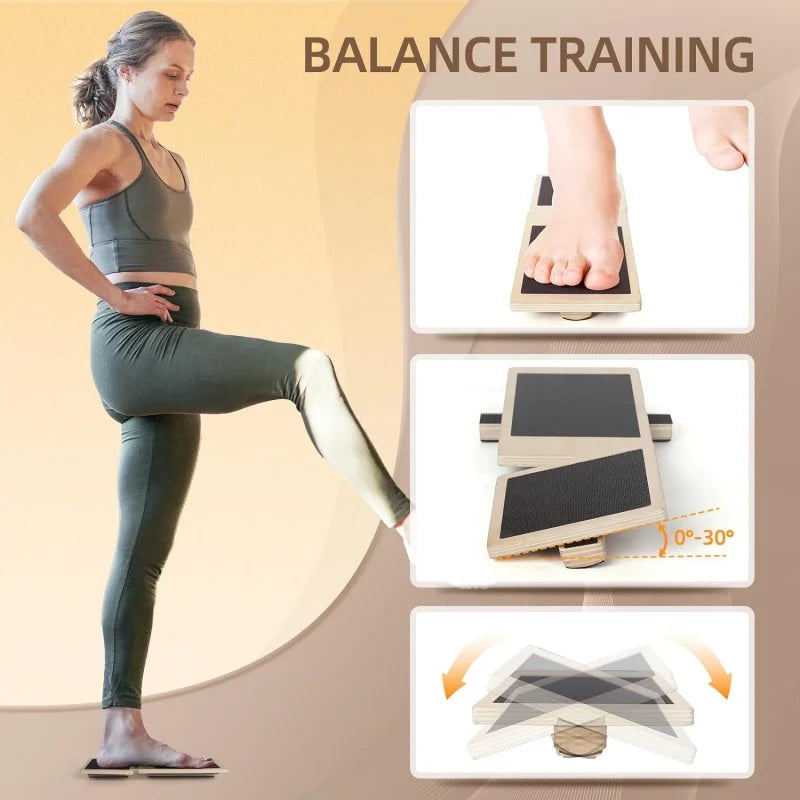 Wood Wobble Balance Board Ankle Strengthener for Physical Therapy