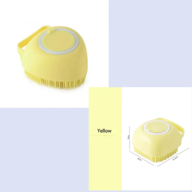 Pet Bath Brush with Shampoo Dispenser – Silicone Dog & Cat Massage Grooming Tool