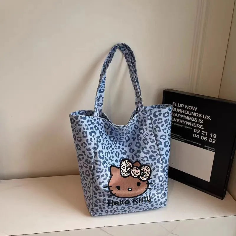 Hello Kitty Leopard Canvas Tote Messenger Bag