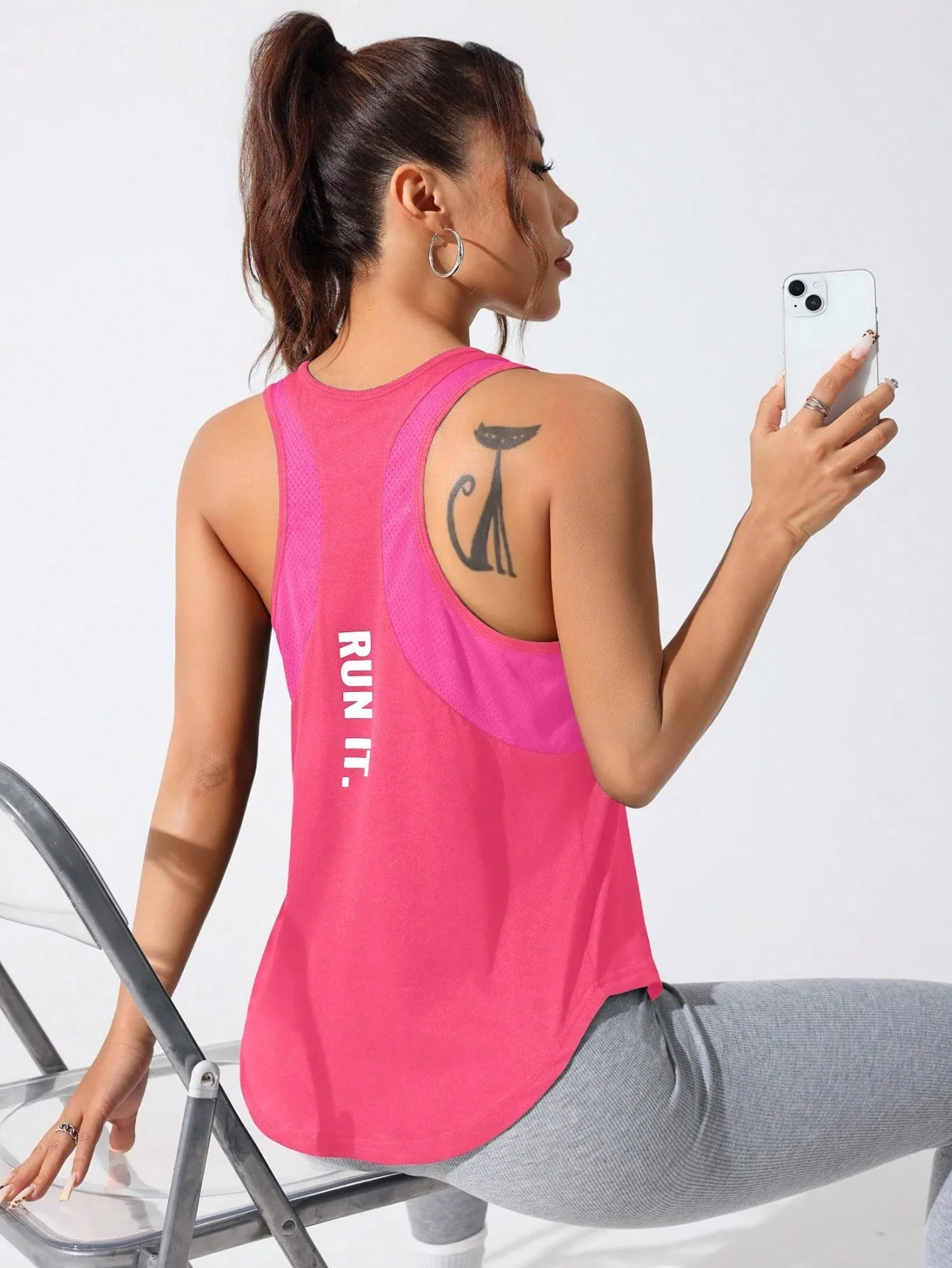 Women Quick Dry Gym Tank Top Breathable Mesh Workout Yoga Vest Sleeveless Fitness Shirt