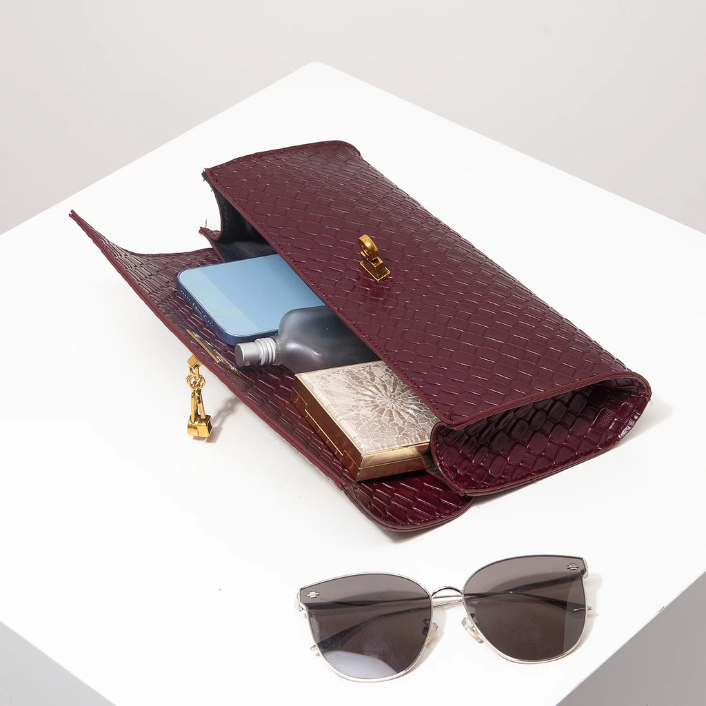 Women Burgundy Vintage Work Shoulder Bag Casual Business Handbag Gift Purse