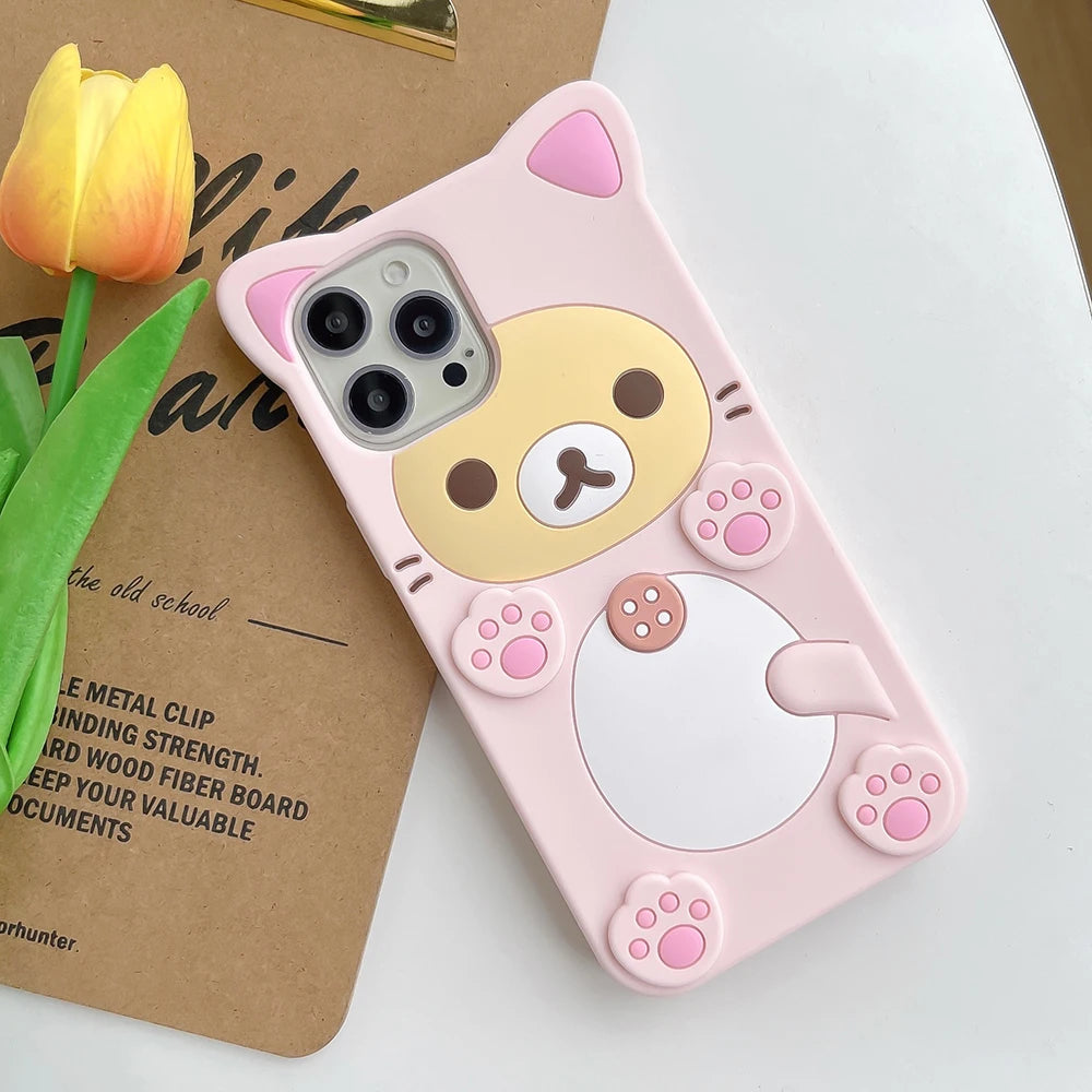 3D Rilakkuma Bear Kawaii Soft Silicone iPhone Case