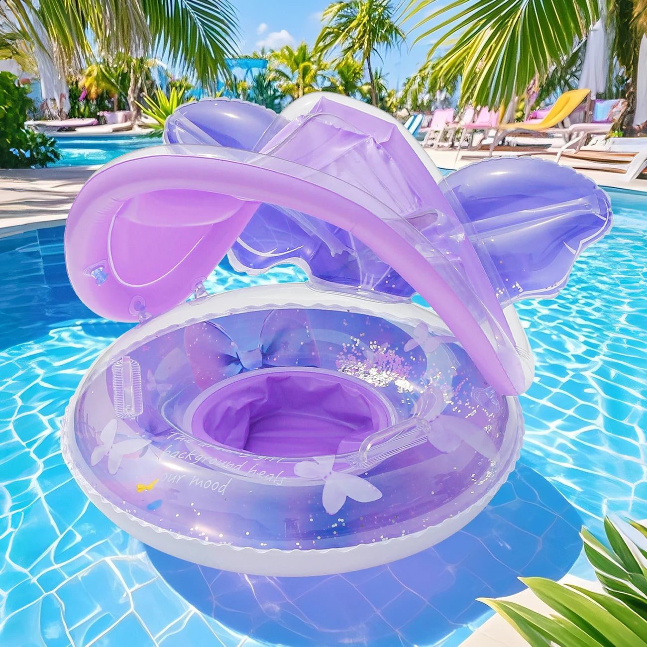 Inflatable Pool Float Ring with Canopy