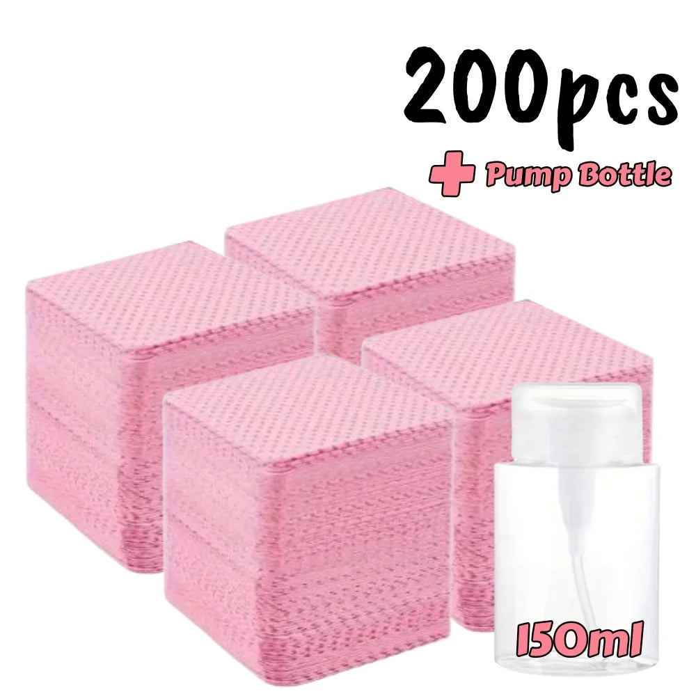 Lint-Free Nail Wipes 600pcs with Pump Bottle