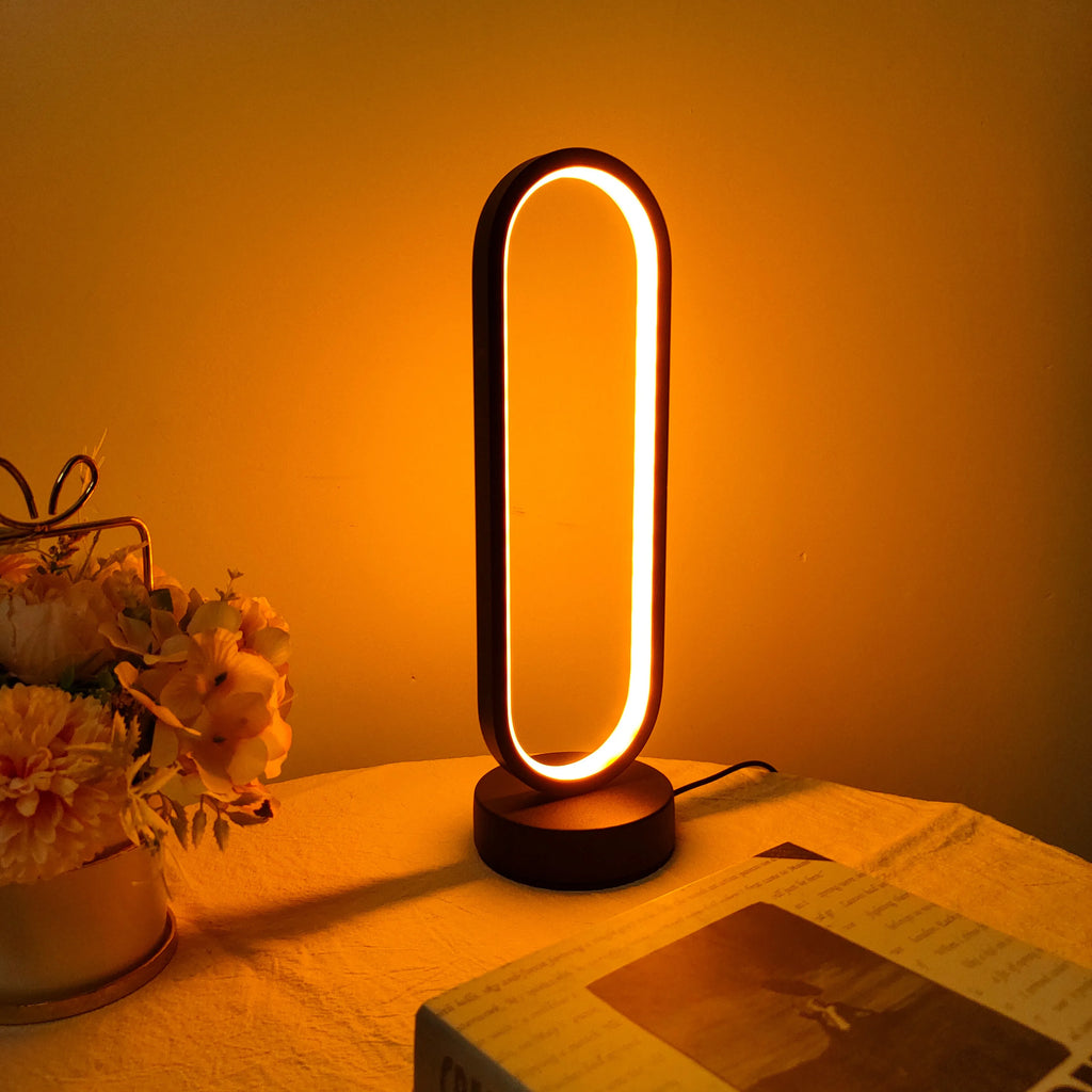 LED Ring Table Lamp 3 Color Dimmable Bedside Night Light for Bedroom Living Room