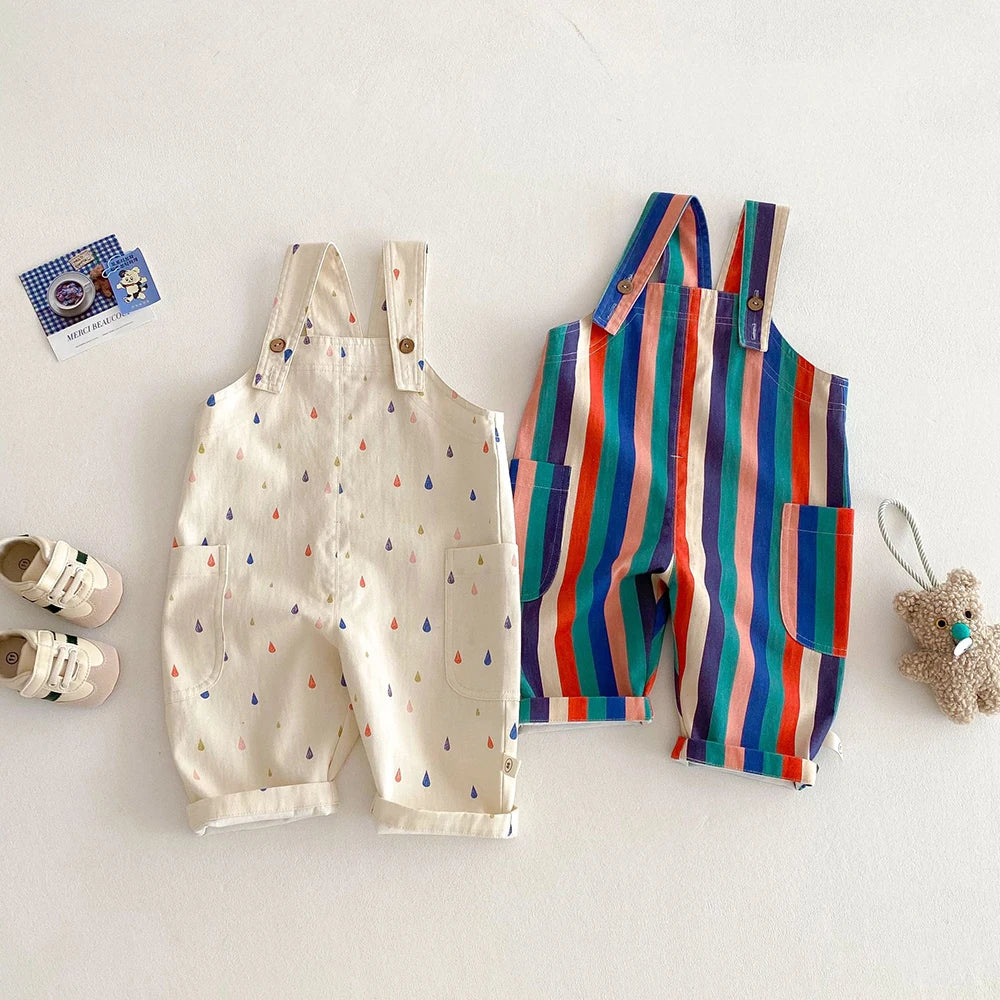 Kids Polka Dot Striped Overalls Fashion Jumpsuit for Boys & Girls