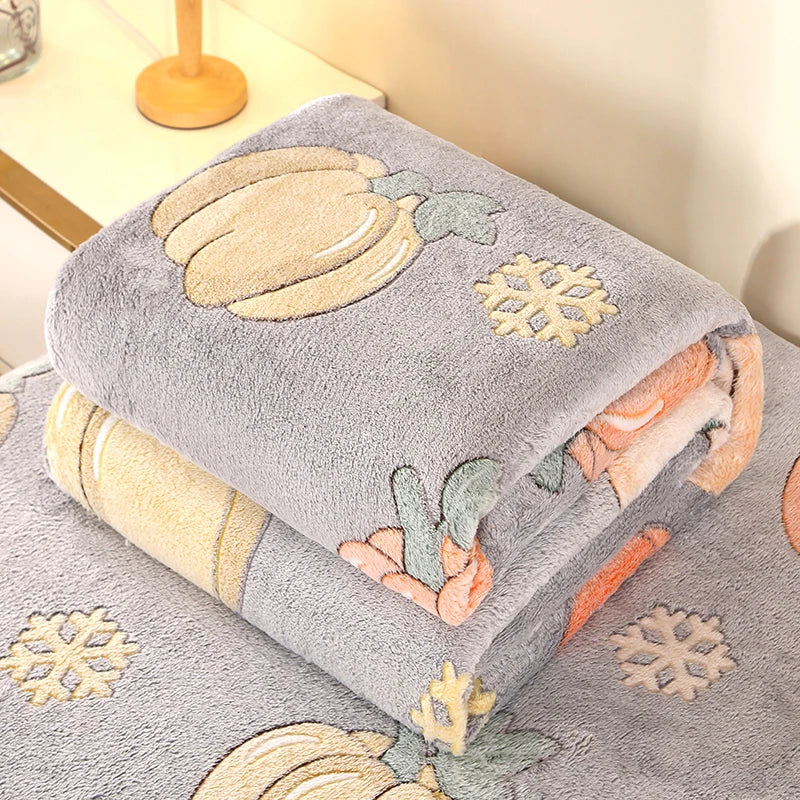 Floral Fleece Blanket Warm Plaid Sofa Throw Travel Shawl Bedspread
