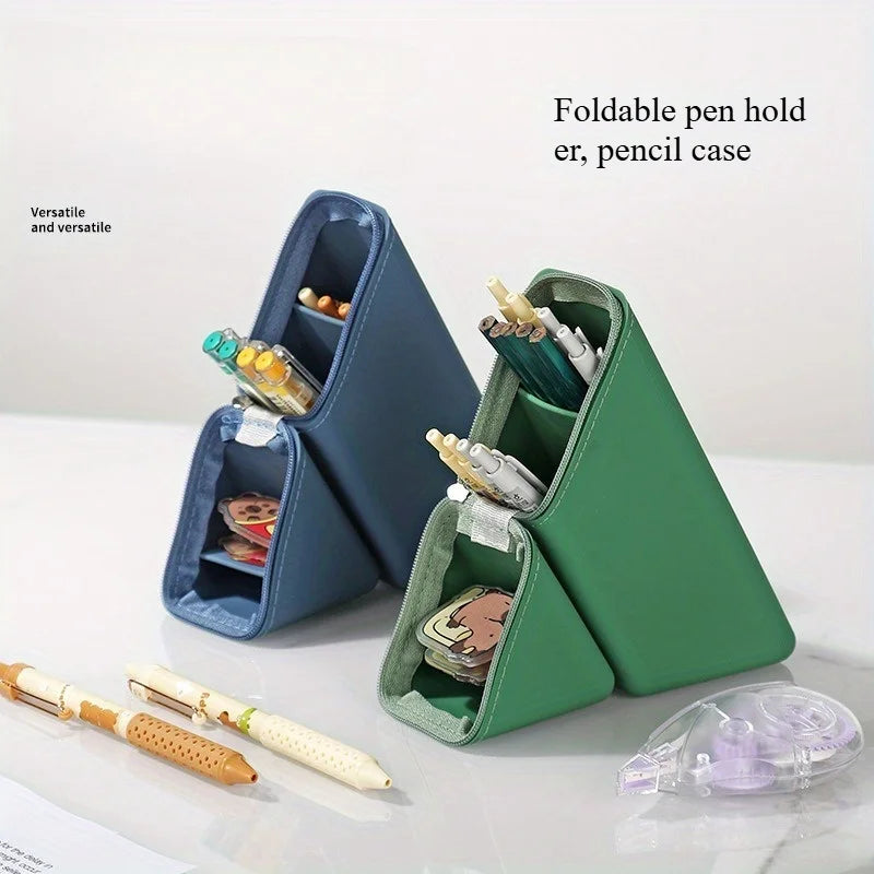 Foldable Silicone Pen Holder Expandable Pencil Cup Desk Organizer Large Capacity