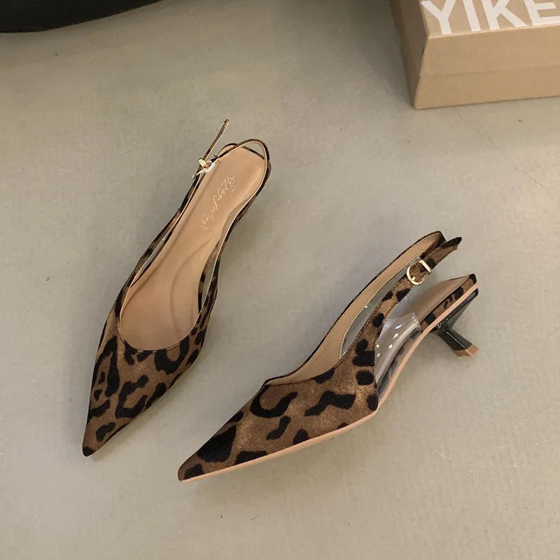 Women Pointed Toe Slingback Sandals Low Heel Elegant Summer Dress Shoes
