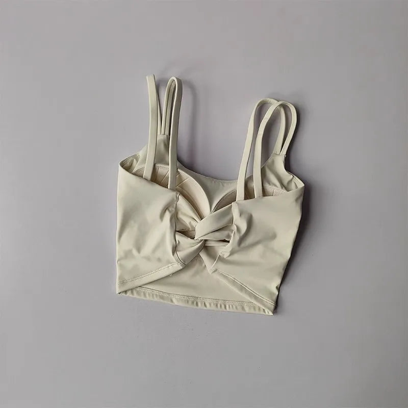 Women Sports Bra Push Up Padded Yoga Fitness Vest Back Knot Gym Top