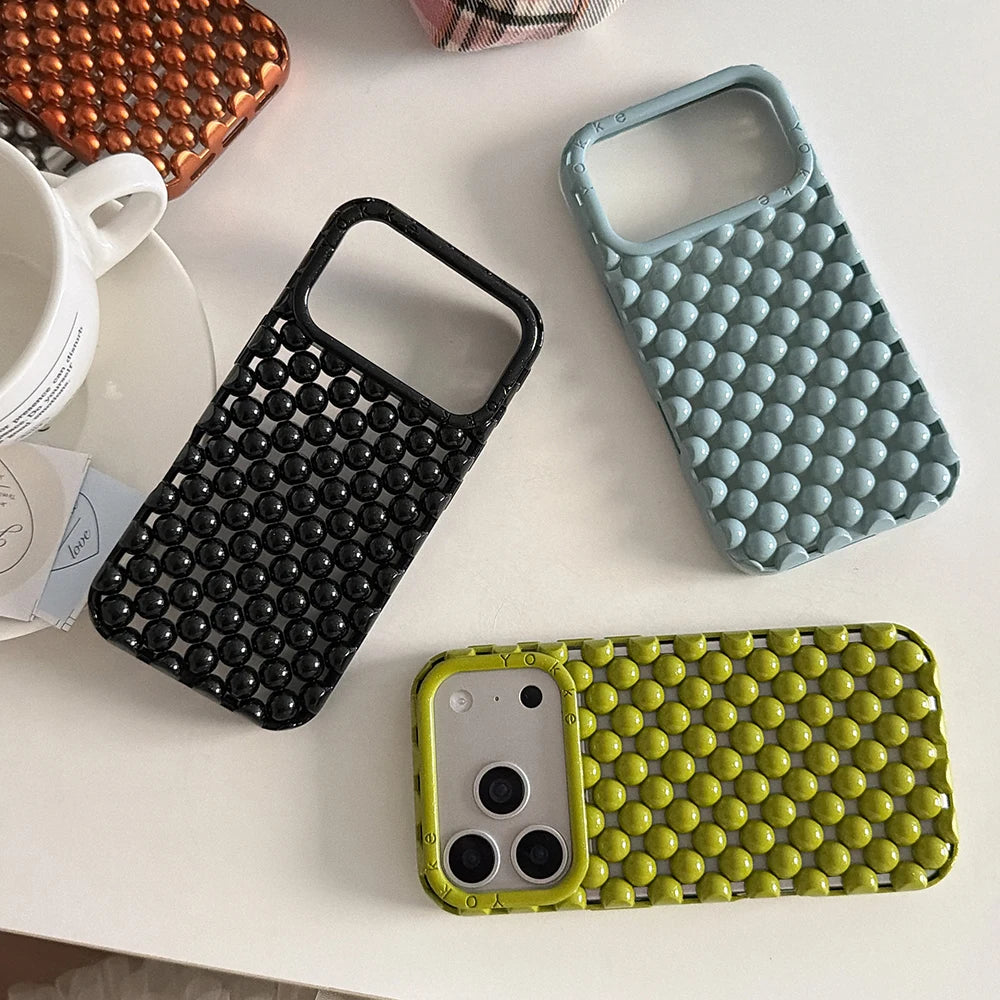 Electroplated Orange 3D Pearl Silicone iPhone Case