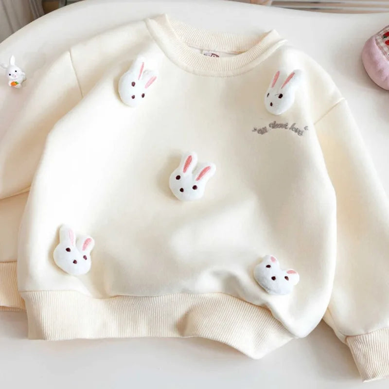 Girls Rabbit Pullover Sweatshirt Cute 3D Cartoon Spring Autumn Top