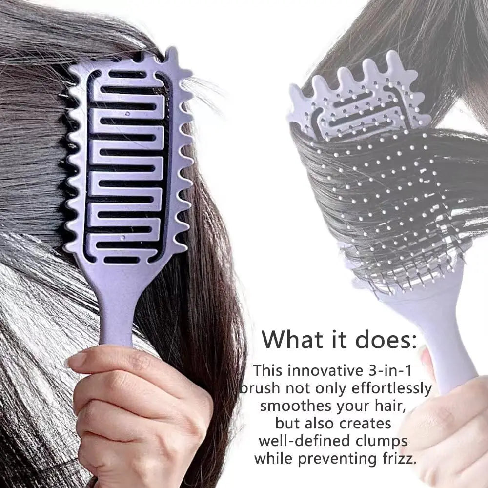 3 in 1 Curl Defining Brush Detangling Hair Styling Comb