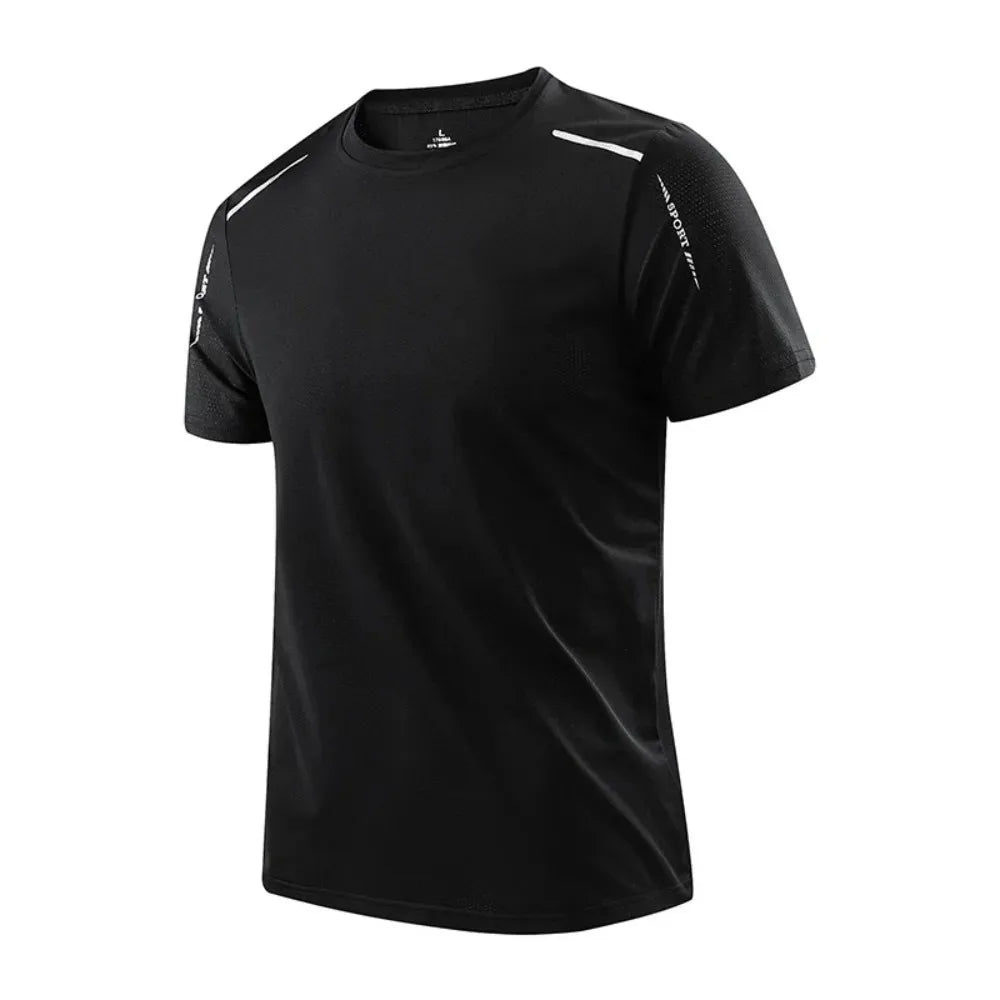 Men Running Quick Dry T Shirt Breathable Outdoor Sports Hiking Fishing Tee