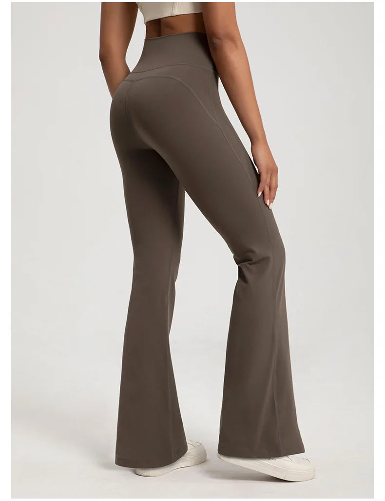 Women High Waisted Bell Bottom Yoga Pants Waist Cinching Fitness Leggings