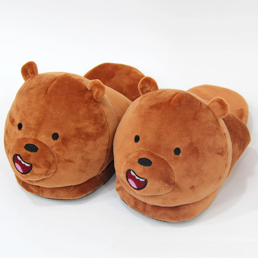 Cartoon Cat Plush Slippers Winter Warm Indoor Soft Full Covered Bedroom Shoes