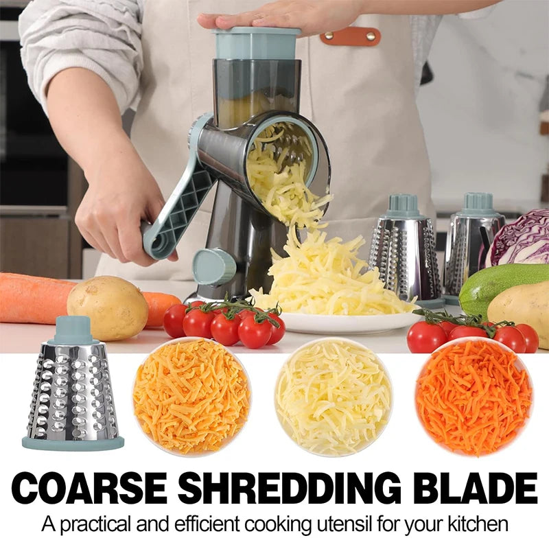 Rotary Cheese Grater with 3 Blades