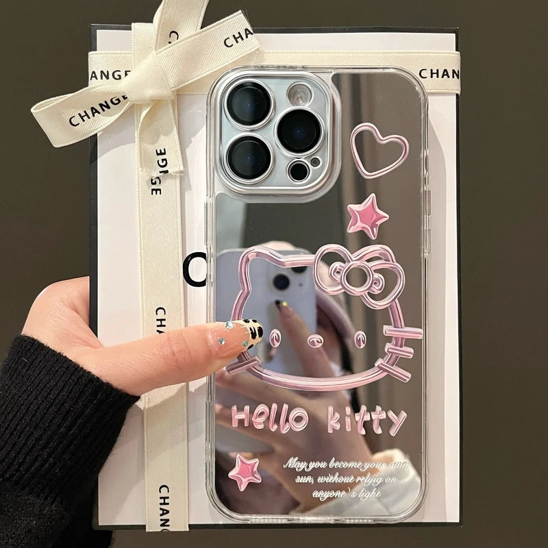 Sanrio Hello Kitty Silver Plating Mirror Cute Cartoon iPhone Case