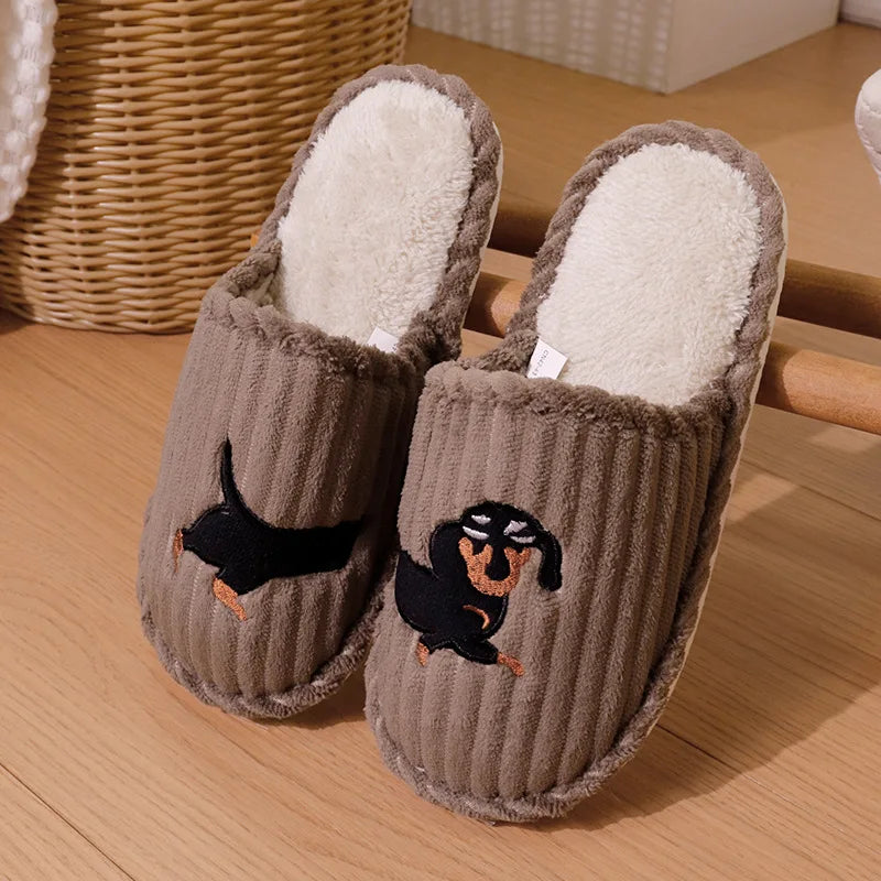 Cartoon Dog Indoor Slippers Warm Home Cotton Shoes